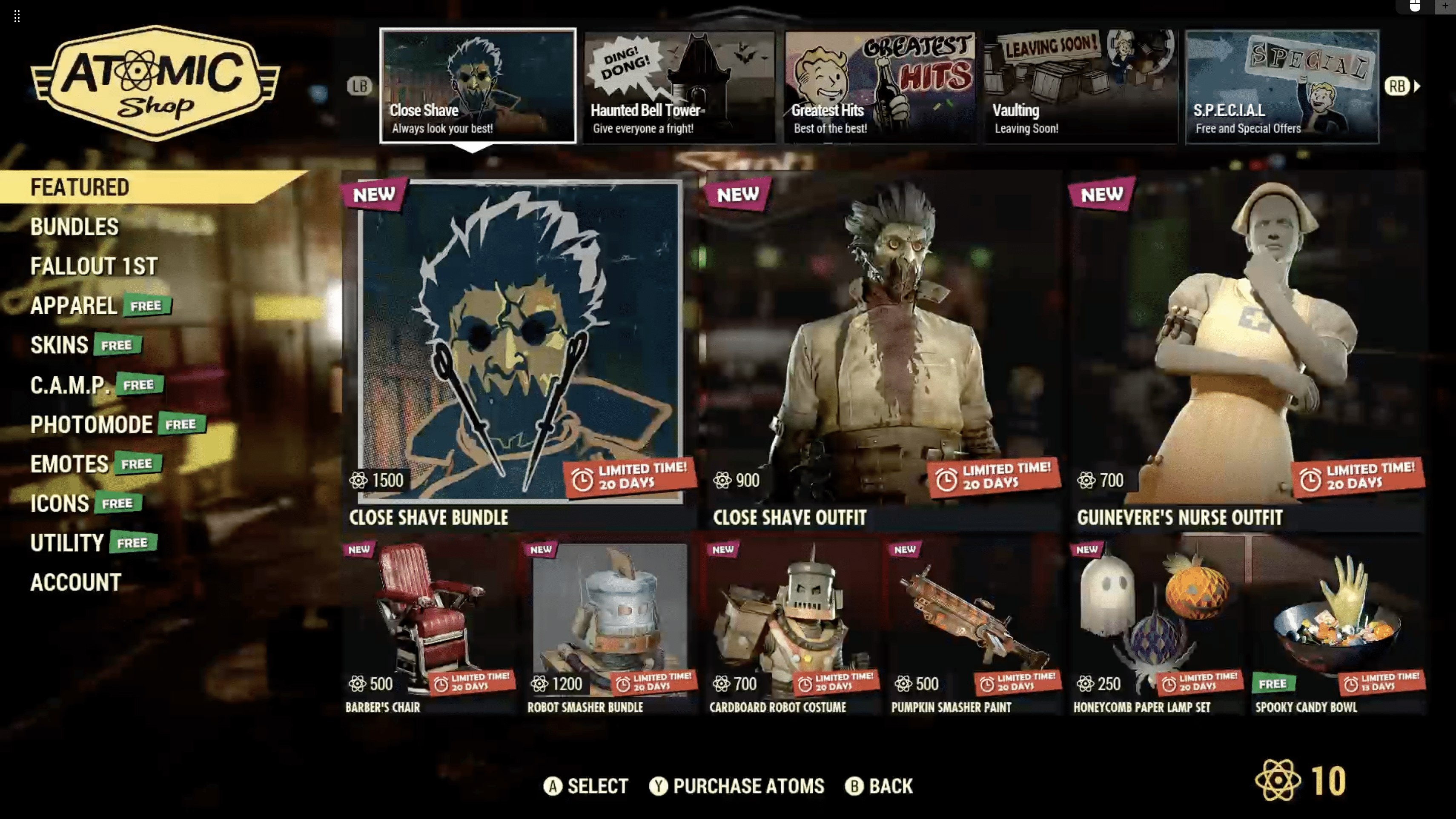 Fallout 76 Atomic Shop weekly update for October 24